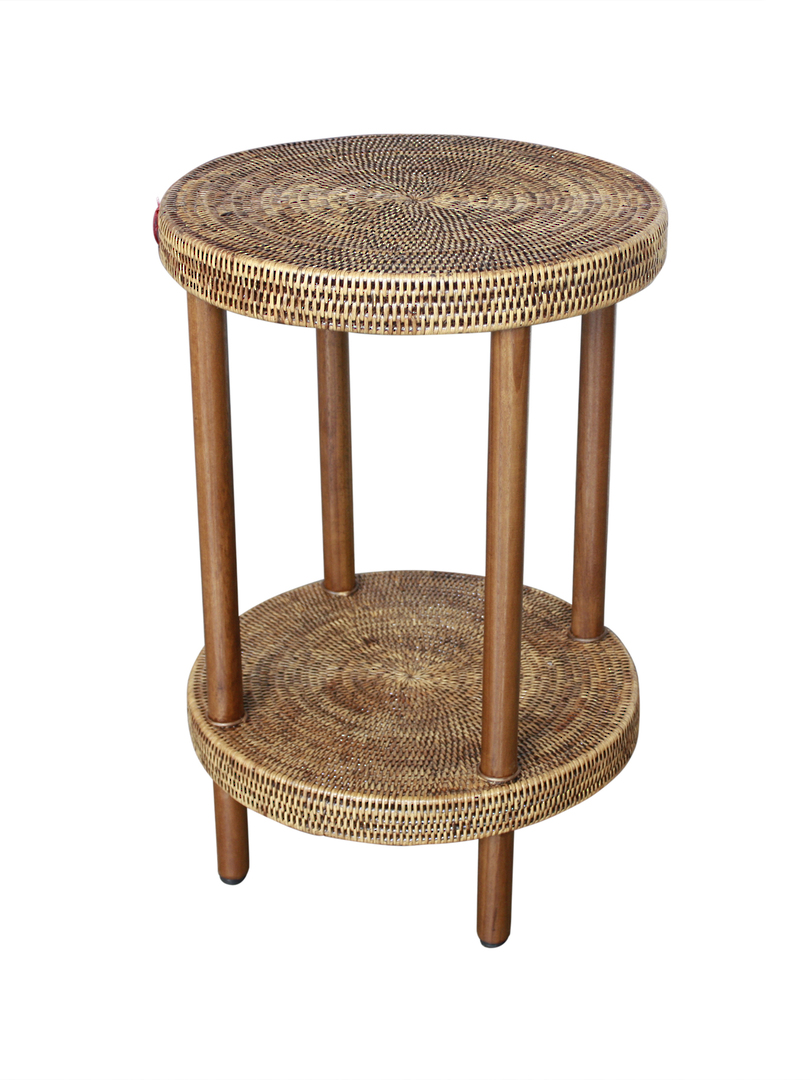2 TIER ROUND SIDE TABLE RATTAN image 2